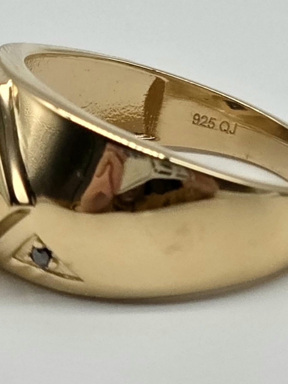 Black Onyx Ring 14K Yellow Gold Over Solid Sterling Silver Diamond Accent Size 9 - Picture 7 of 12